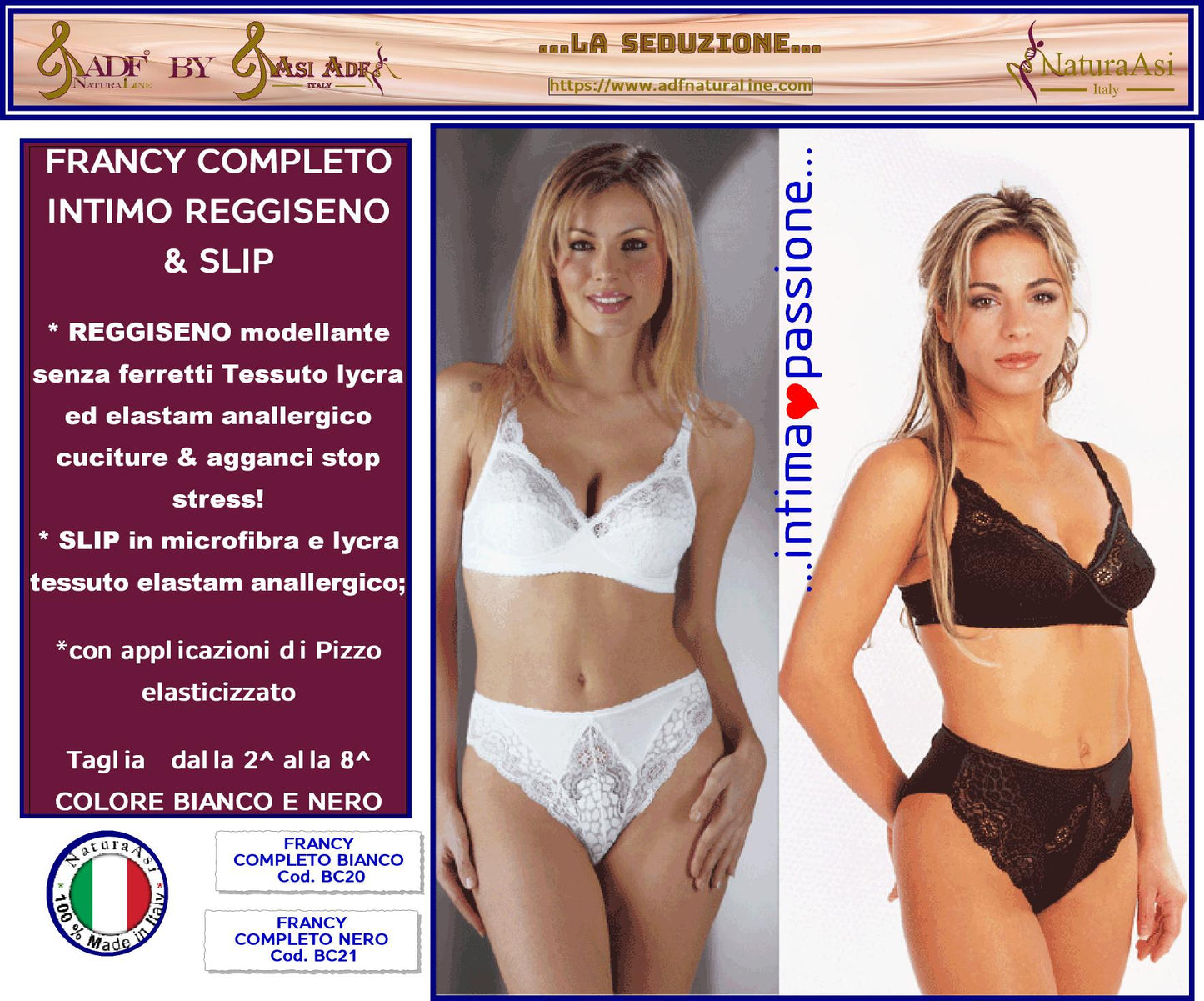 FRANCY COMPLETO INTIMO  REGGISENO & SLIP